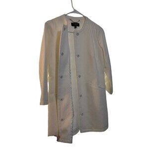 Talbots Jacket Womens Hidden Button Down Textured Long Coat Ivory Size 2p